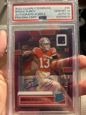 2022 Panini Clearly Donruss - Rated Rookie Brock Purdy #99 Purple Autographs...
