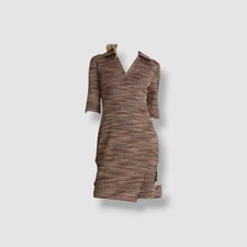 Donna Morgan Women's Beige Collared Faux-Wrap Short-Sleeve Mini Dress Size 4