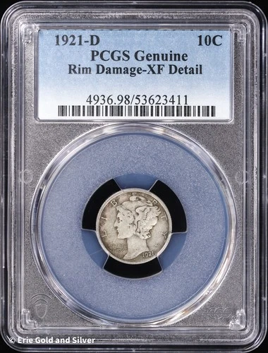 1921-D 10C Mercury Dime PCGS Genuine XF Detail