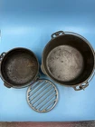 Lot Of 2 VTG Wagner’s Ware 1891 5 & 2 Qt Cast Iron Dutch Oven No Lid USA