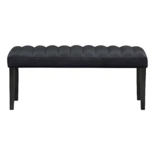 Global Furniture USA D8685 Black Velvet Fabric Channeled Bench
