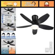 36" Low Profile Ceiling Fan with Light Remote - DC Reversible, LED Dimmable, F