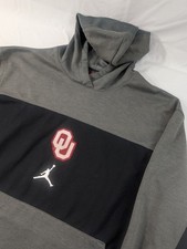 Vintage OKLAHOMA SOONERS Nike Jordan Brand HOODIE Sweatshirt Large Reflective