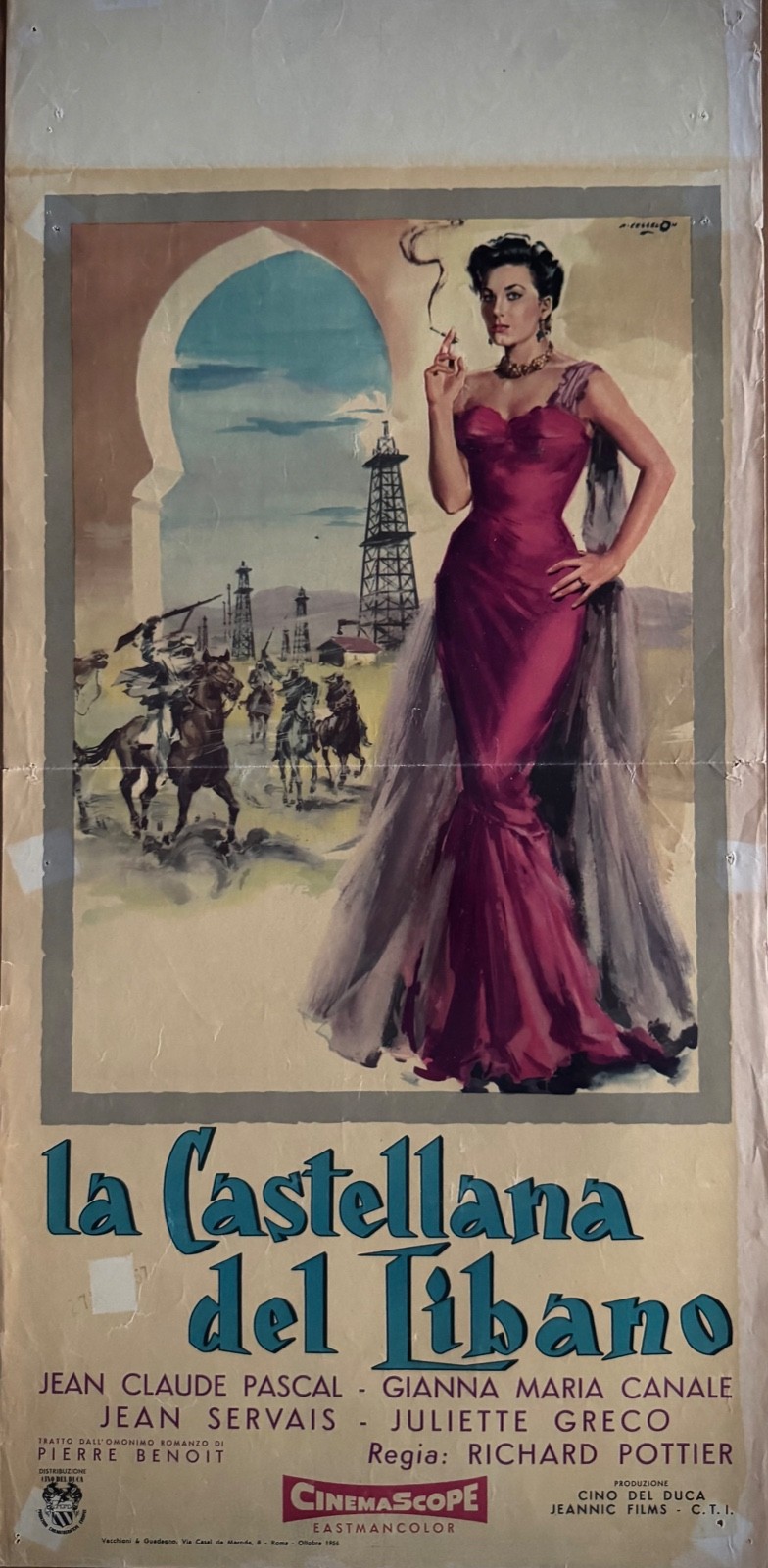 Locandina originale film La castellana del Libano (1956) - Regia di Richard Pottier