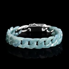 Green Jadeite Cuban Link Bracelet Men Women S...