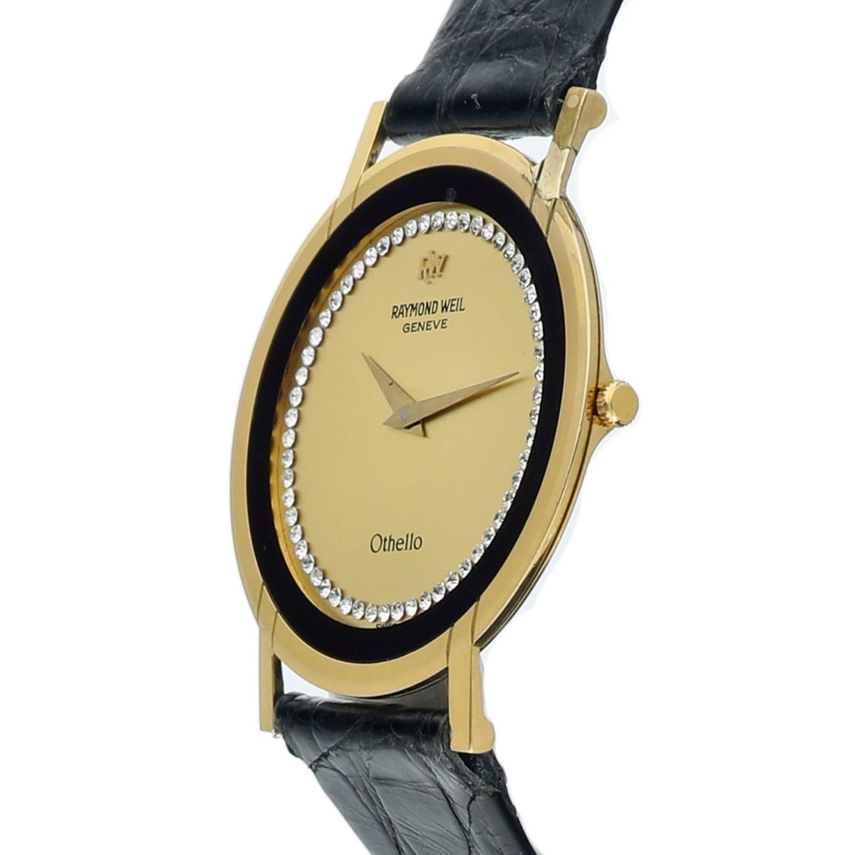 Vintage Raymond Weil Othello 18k YG Plated Diamond Ultrathin