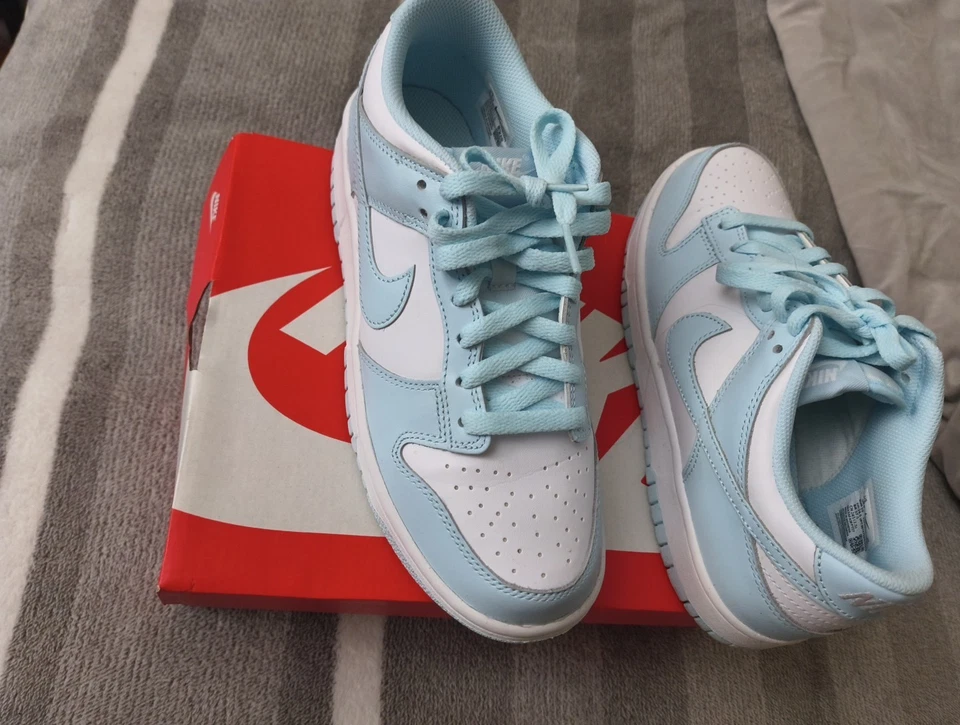 Nike Dunk Low Blanco/Azul Glaciar Talla 6.5y Foto 3 de 4