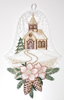 Fensterbild Weihnachten Spitze Fensterdekoration Plauener Stickerei Glocke 27 Cm