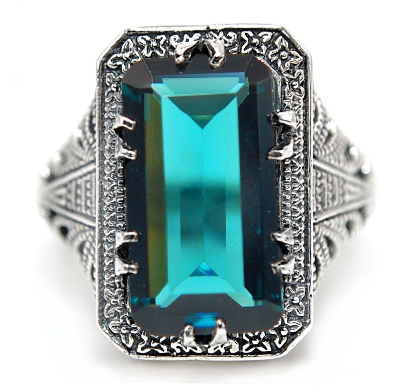 5CT Heat Treated Tourmaline 925 Solid Sterling Silver Filigree Ring Sz 6 F9-7