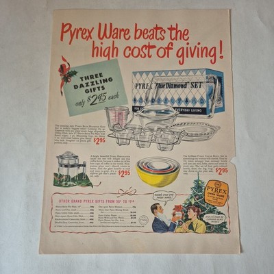 Original vintage Pyex Ware print ad Corning Glass Blue Diamond Give Set  