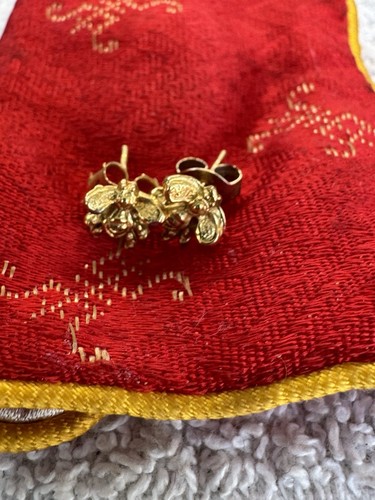 Tiny Bumble Bee Gold Toned Earrings