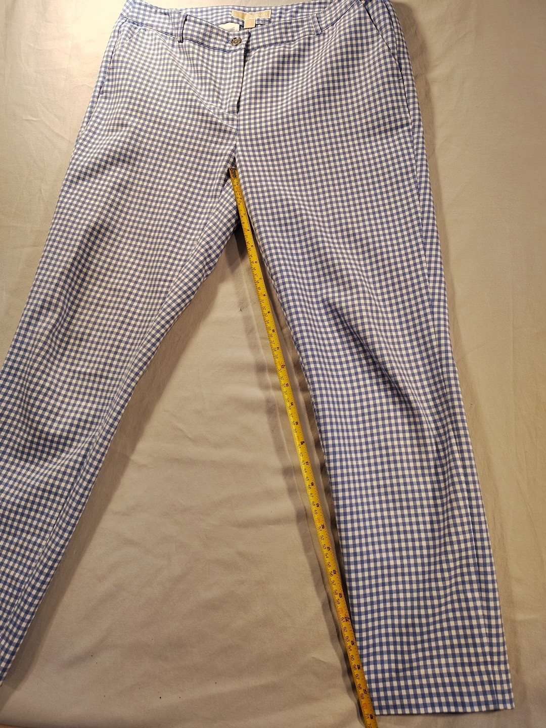 Michael Kors MK Women's Size 10 Pants Blue Gingham White Check Pull On Ankle thumbnail 3