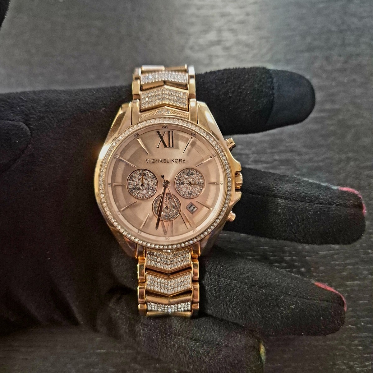 Michael Kors Whitney Crystal Glitz Gold Stainless 44mm Watch  display picture 3