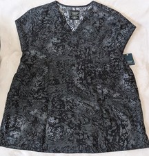 Women's Cherokee Medical Uniforms Black Scrub Top V Neck Size Xl