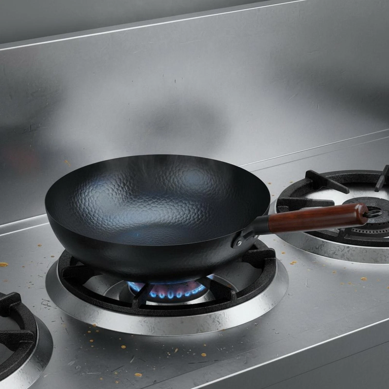 Hand Hammered Wok Non-Stick Cookware Wooden Handle for Kitchen
Opens in a new window or tab