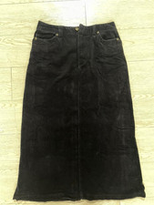 Vintage Black Corduroy Midi Skirt