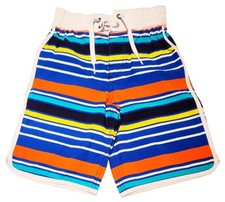 New Hanna Andersson Boys Size 5 110 cm Blue Orange Stripes Swimsuit Swim Trunks