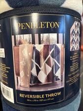 Pendleton Reversible Plush Throw Blanket, Soft, Cozy, Polyester 50" x 70" New
