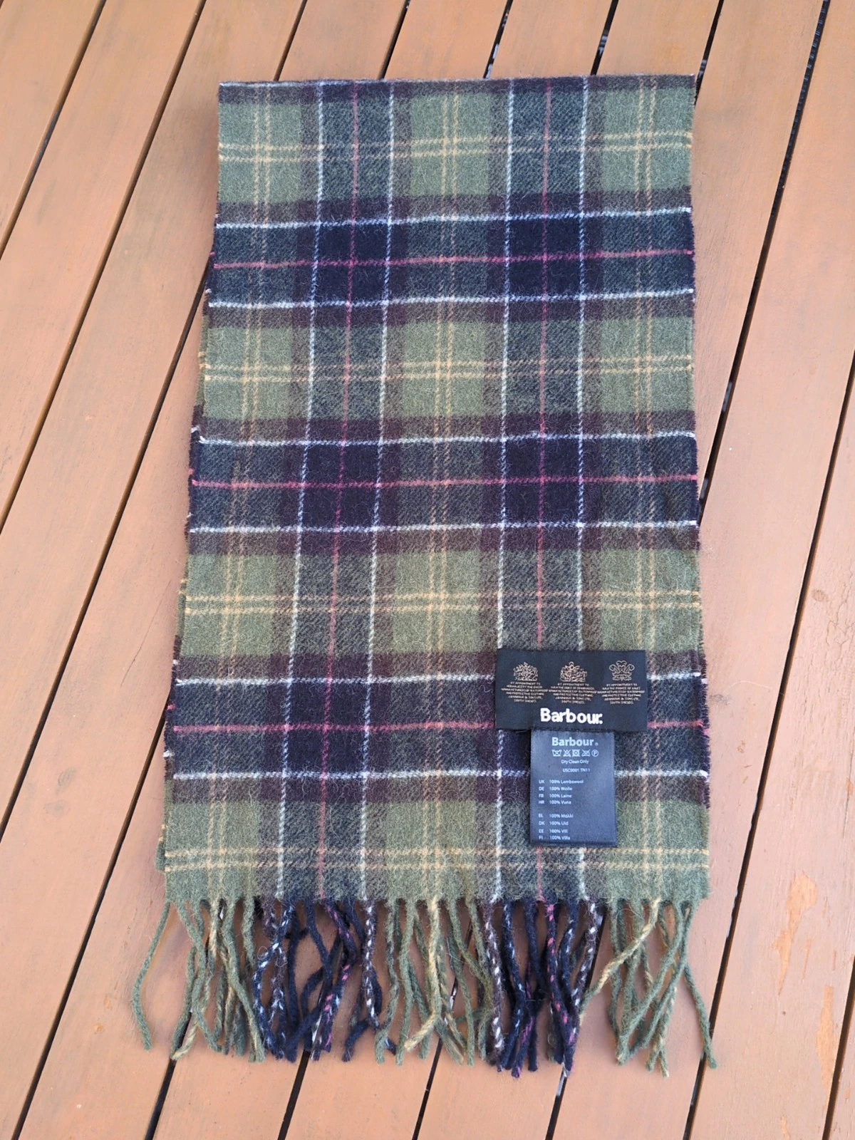 Barbour Tartan Check Lambswool Large Scarf Vintage 00s Size 10/76