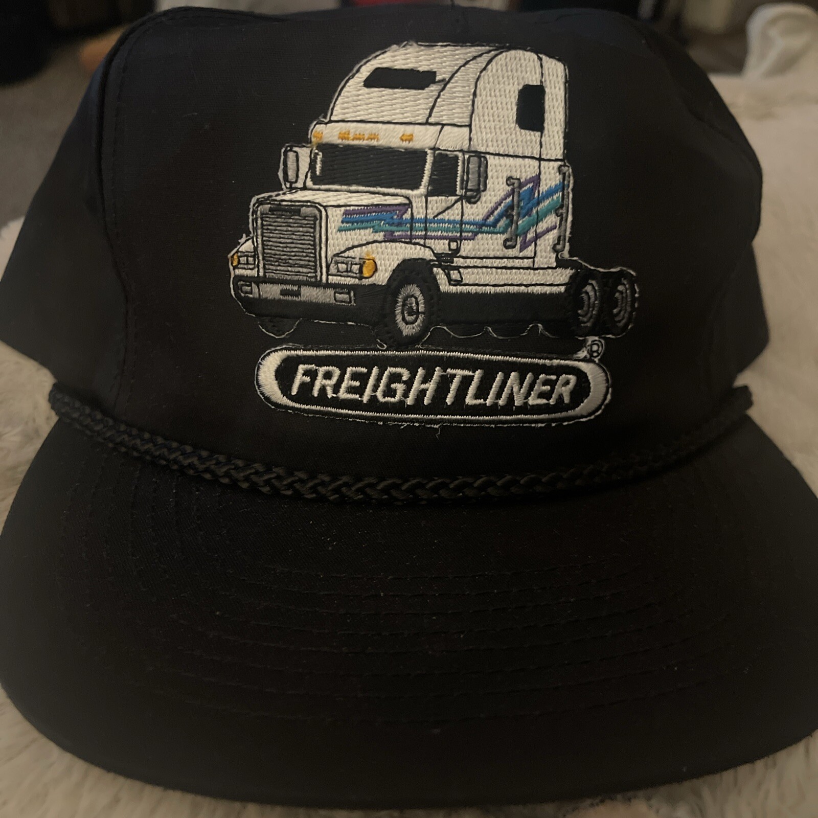 Freightliner Semi Trucks Blue W/ Embroidered Logo Cap TRUCKER Snap Back VGC-image