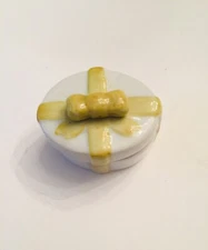 Vintage Trinket Box Ceramic Yellow Bow
