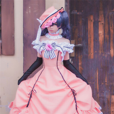 Anime Black Butler Ciel Phantomhive Court Dress Cosplay Costume Pink Maid  Outfit | eBay