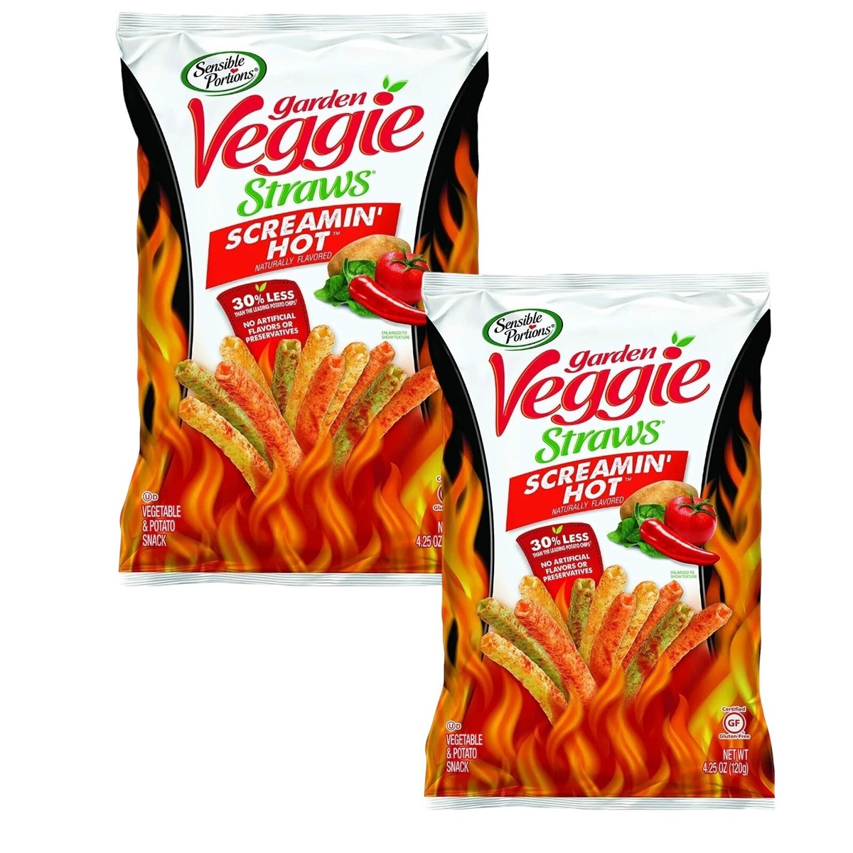 Sensible Portions Garden Veggie Straws SCREAMIN' HOT 4.25 oz, 2