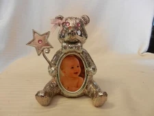 Silver Tone Metal Teddy Bear Baby Picture Frame Holder from Things Remembered