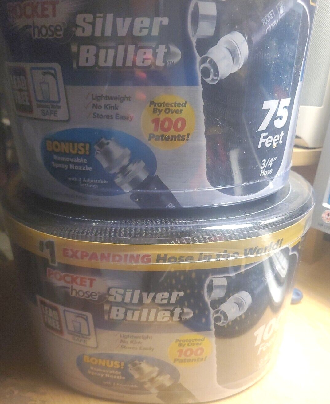 SILVER BULLET Pocket hose TWO Sizes 75FT(3/4") 100FT(3/4") NO BUNDLE