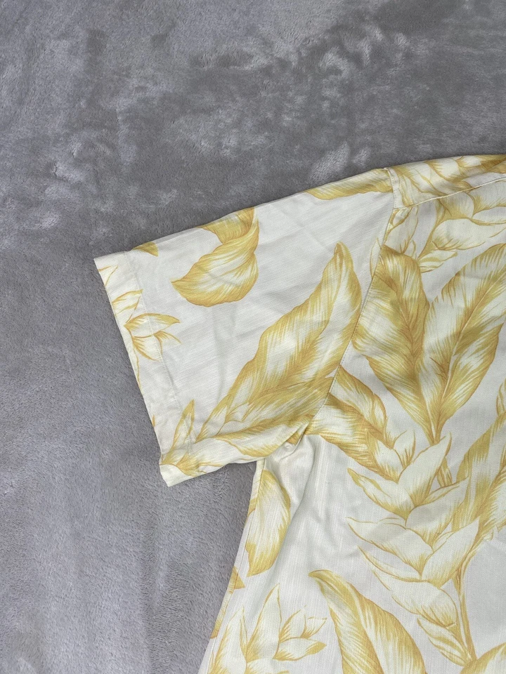 Caribbean Joe Hawaiian Shirt Men’s M Yellow Tropical Aloha Palm Leaves Button up - Image 2 of 4