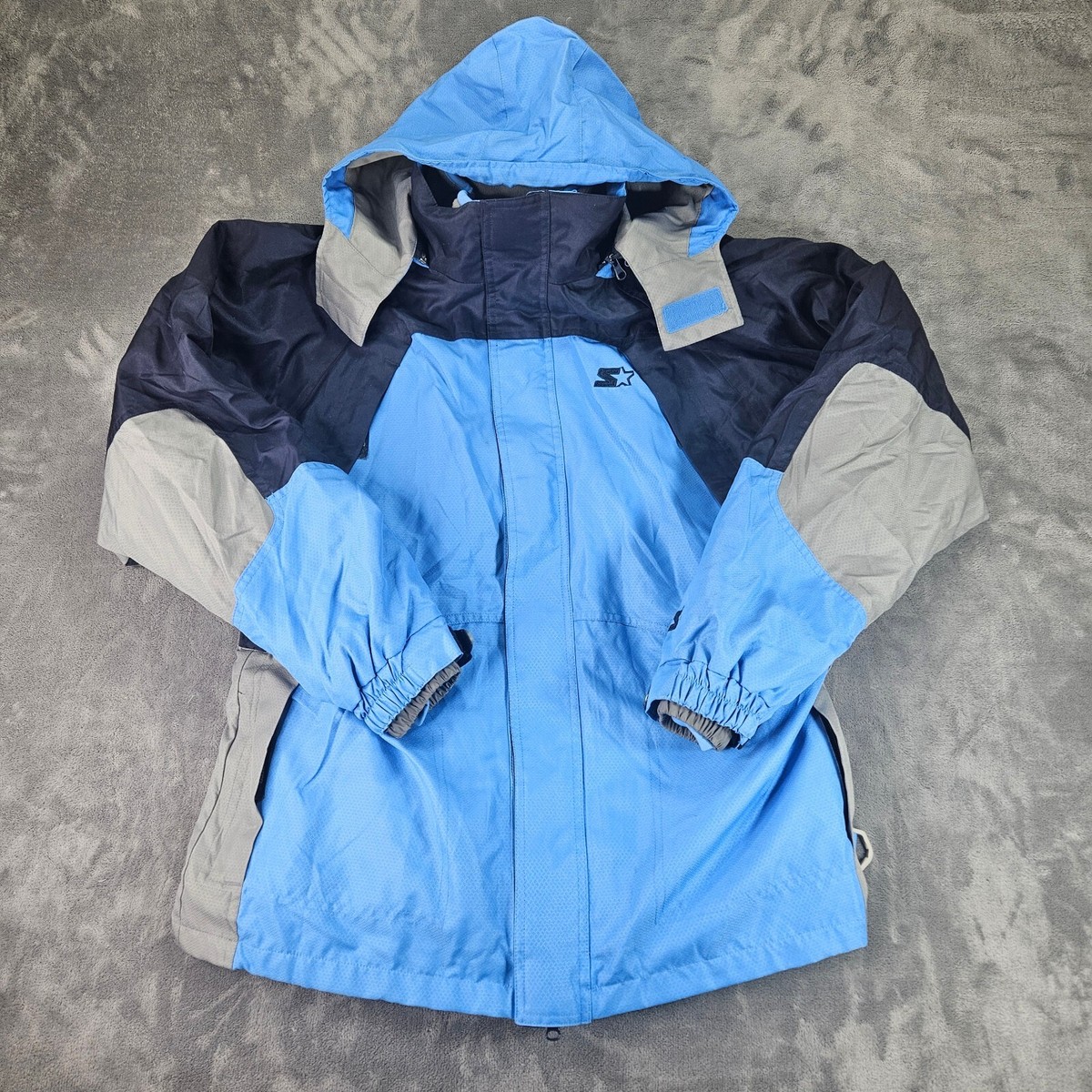 Starter 3 in 1 Vintage Winter Coat Hooded Jacket Blue & Gray Men's