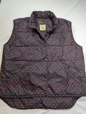 Esprit Black Winter Vest Red Polka Dot Small womens nylon black Vtg