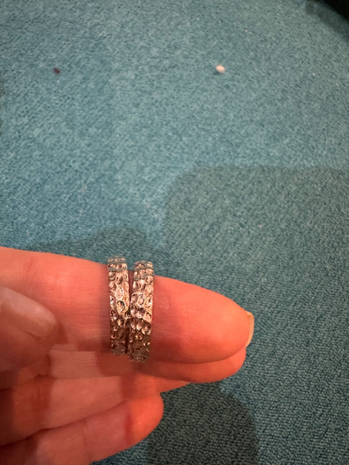 sterling silver hammered stack rings - image 2