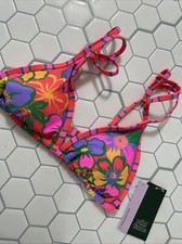 Wild Fable Triangle Bikini Top Womens XS 0-2 Removable Pads Multicolor Floral