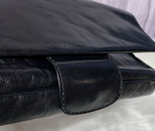 Tano New York Polished Black Leather Shoulder Unique Front Flap Magnetic Snap - Picture 13 of 24