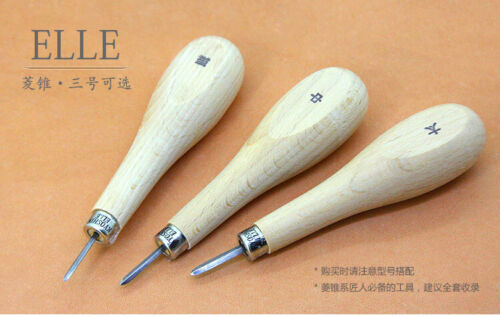 Japan Kyoshin Elle Leather Craft Sewing Kit  Diamond Awl DIY Tool wooden handle - Photo 1/12