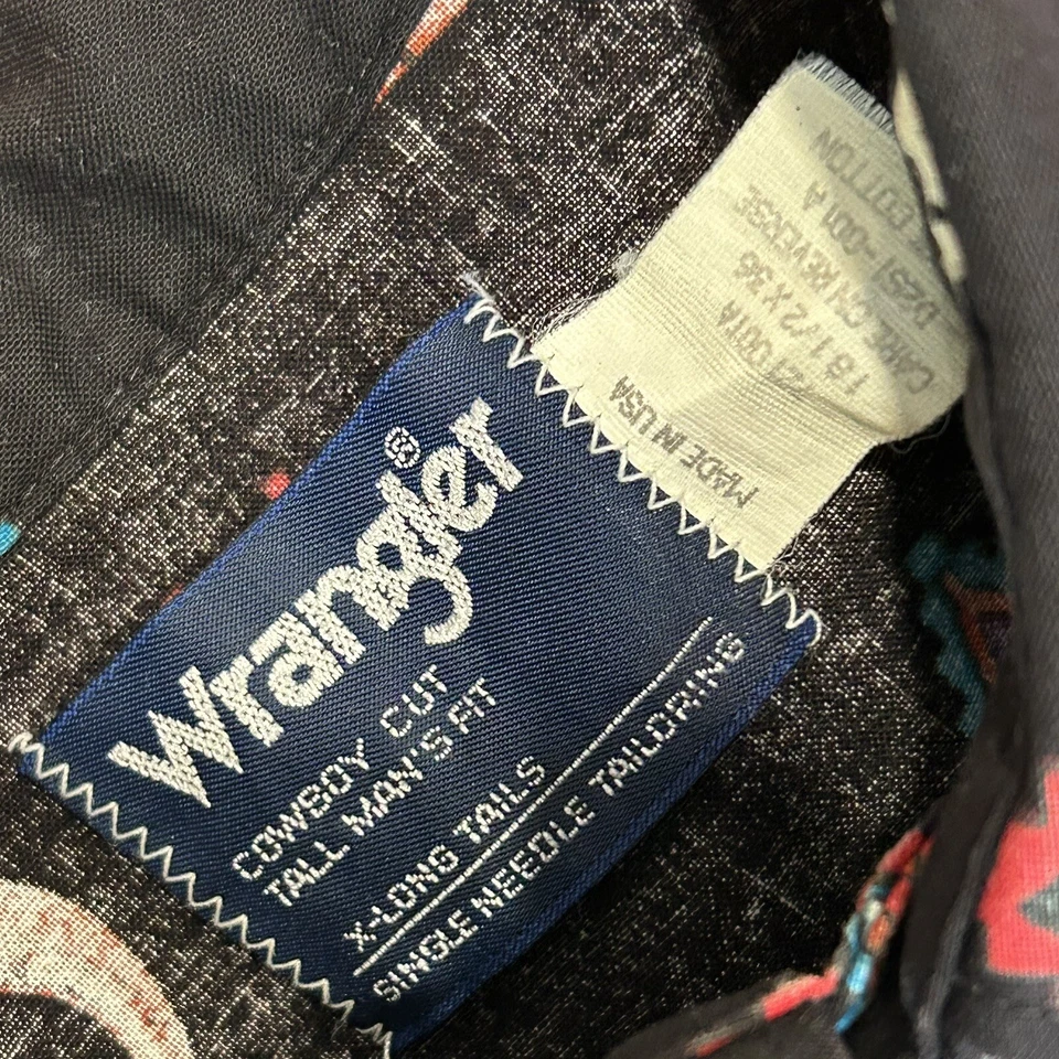 Vintage Wrangler Cowboy Cut Tall Man Button Up Shirt Men’s 18-1/2x36 - Image 4 of 4