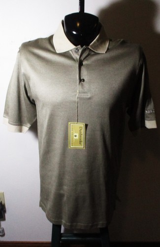 Men's DUNBROOKE Tan Cotton Short Sleeve Polo Shirt Size M NWT