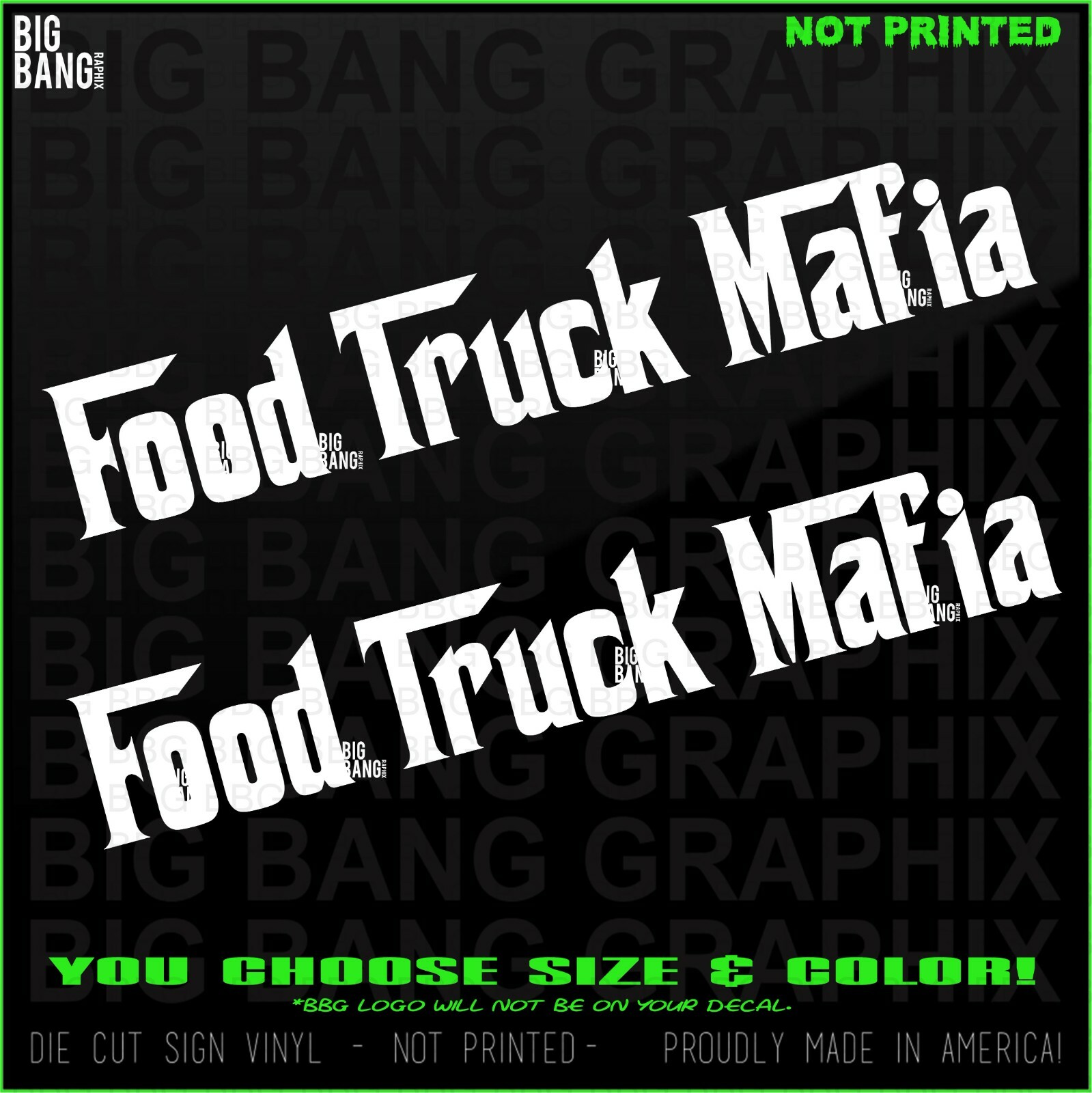FOOD TRUCK MAFIA Vinyl (2) Decal Sticker SET Van Trailer Business Owner ...