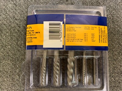 IRWIN HANSON #53535 5PC SPRIAL FLUTE SCREW EXTRACTOR SET EX1-EX5