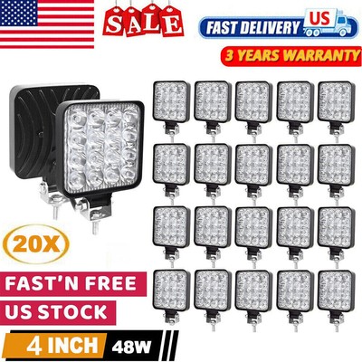 20 Pcs Square LED Work Light Pods SPOT Lights For Truck Off Road Tractor 12V 24V