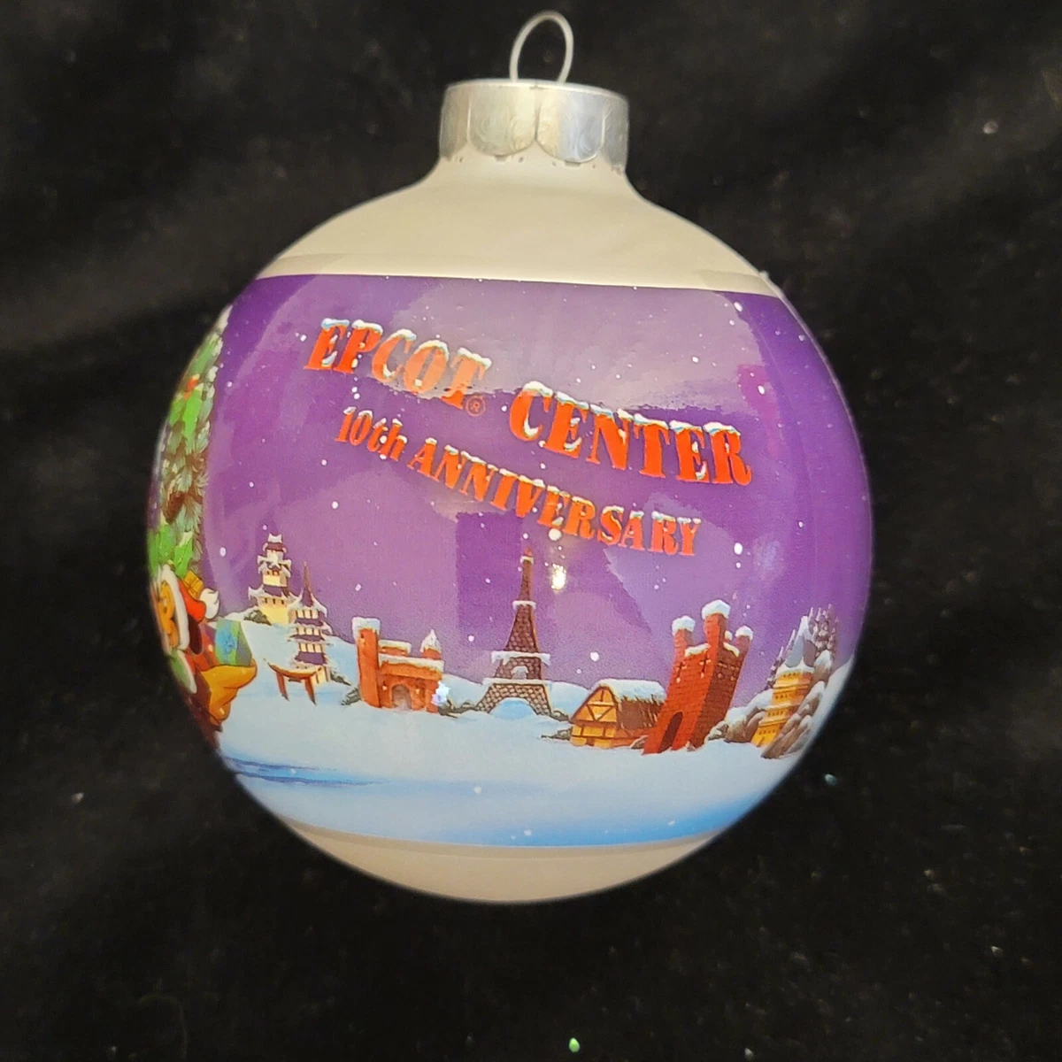 Disney Epcot Center 10th Anniversary 1992 Glass Ball Globe Merry