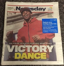 New York Newsday Feb 8,2012 City Giants Super Bowl Parade Victory Dance