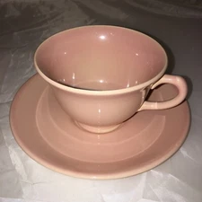 Vintage 1943 LuRay Pastels Taylor Smith Taylor Pink Cup and Saucer  B18
