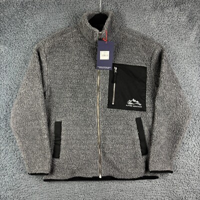 Alpine Heritage Fleecejacke Herren mittelgrau Taschen durchgehender Reißverschluss Hochflor Sherpa