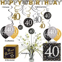 40. Geburtstag 56 Tlg Partyset Dekoset Tischdekoration PartyzubehöR Dekoration