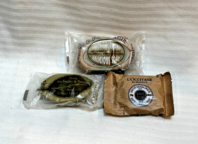 NEW! LOT / SET OF 3 L'OCCITANE SOAPS AMANDE, EXTRA GENTLE & VERBENA LEAVES