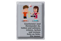 Blechschild Spruch 30X40 Cm Geschwister Sind FüReinander Da Deko Schild