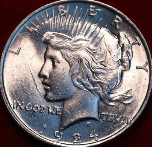1924 UNCIRCULATED PHILADELPHIA MINT SILVER PEACE DOLLAR
