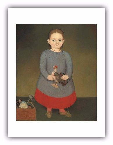 Folk Art : "Girl with Toy Rooster" (c.1840) — Giclee Fine Art Print - Picture 3 of 7
